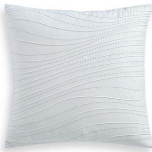 Hotel Collection Ethereal Cotton 18" Embroidered Decorative Pillow  White Teal